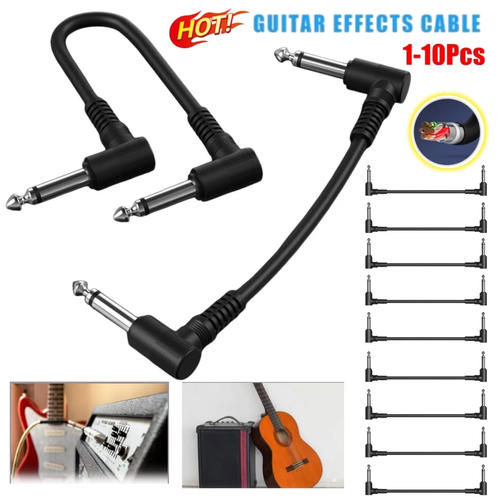 1-10pcs Guitar Effect Pedal Flat Cable Patch Cables 15cm Length with 1/4 Inch Right Angle Connectors Patch Cable Kit Musical Ins
