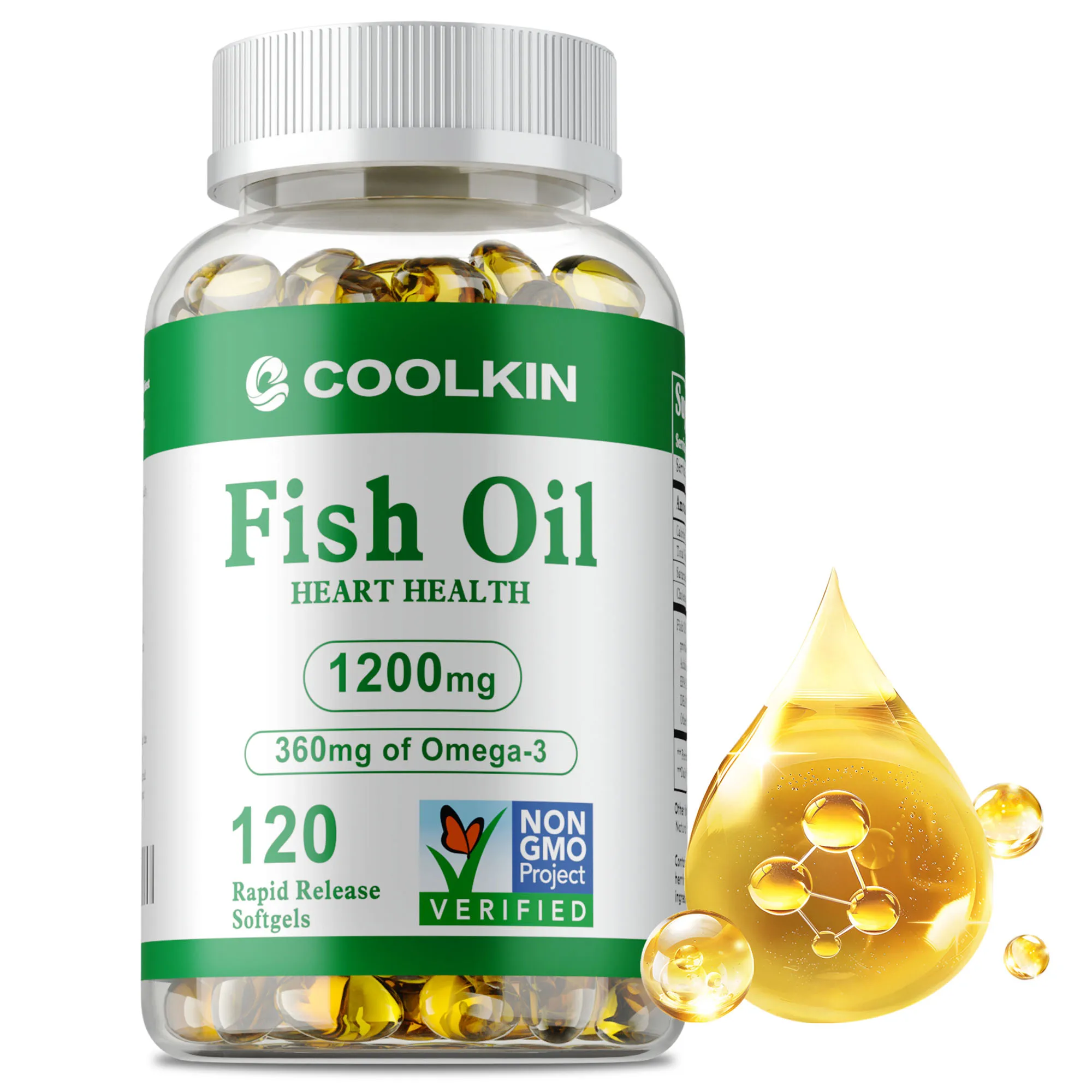 

Omega 3 Fish Oil Capsules - Promotes Skin and Cardiovascular Health, Support Brain and Nervous System Health, Boosts Immunity