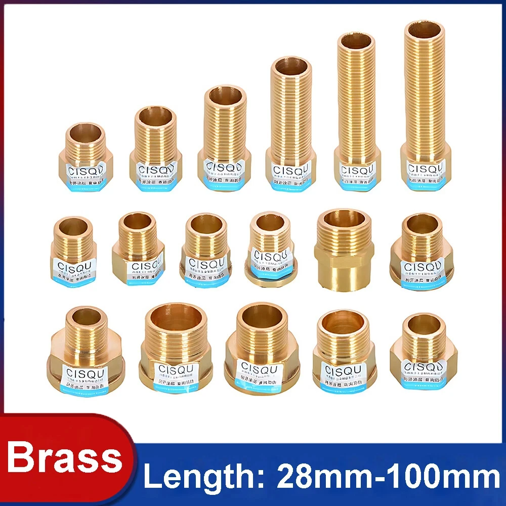 1 قطعة 1/2 "3/4" 1 "BSP النحاس ذكر إلى أنثى الموضوع تمديد موصل تركيب محول 28/30/31/32/33/36/40/50/60/70/90/100 مللي متر