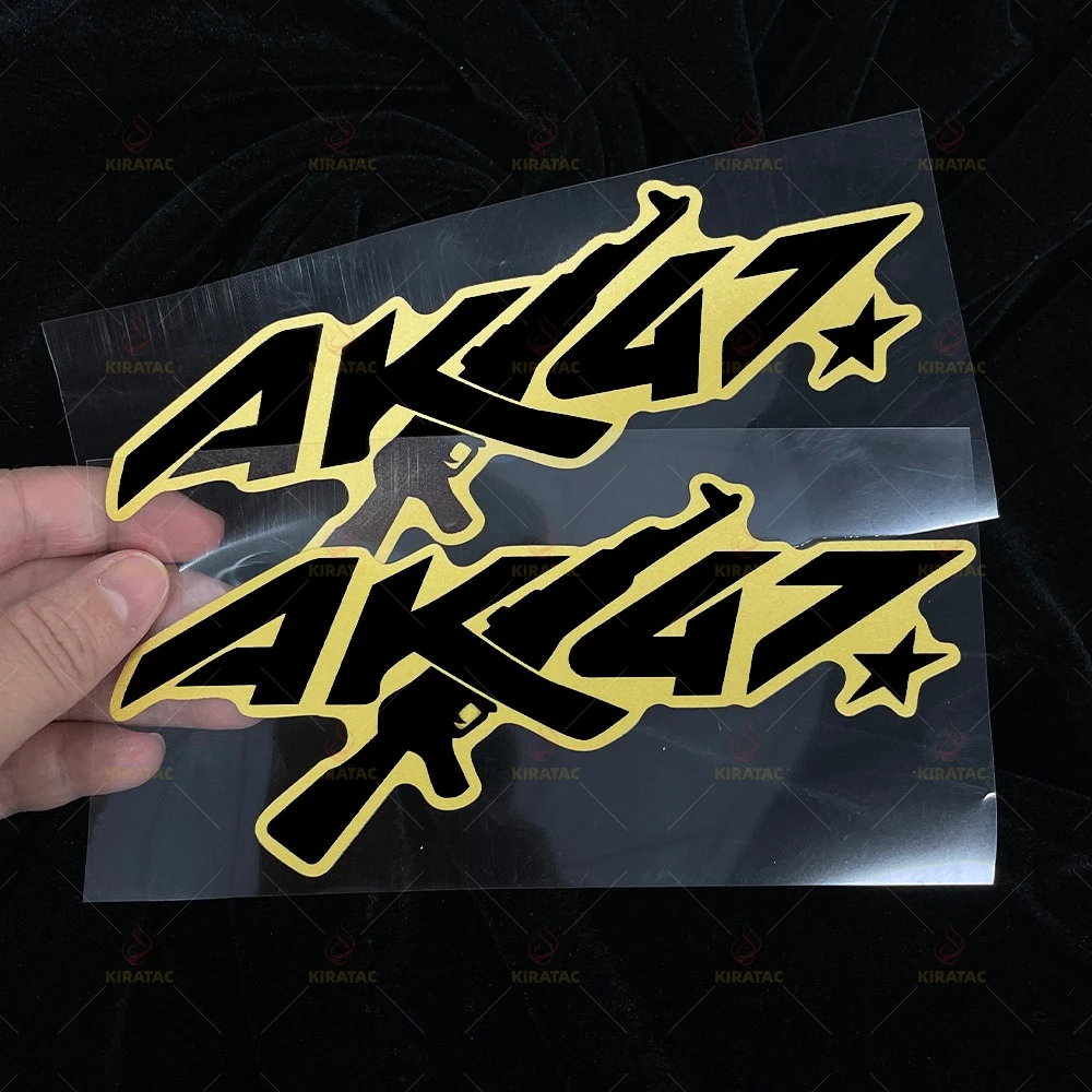 الذهب AK47 ملصقات للدراجات النارية لخوذات الدراجات النارية Fairings Tailbox نوافذ السيارات الدراجات البخارية العالمي مقاوم للماء شارات الفينيل
