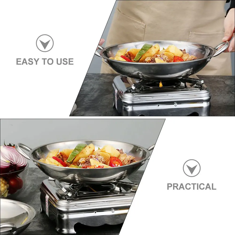 

Stainless Steel Round Bottom Hot Pot Cooking Pan Double Handle Heat Resistant Kitchen Cookware for Home and Restaurant