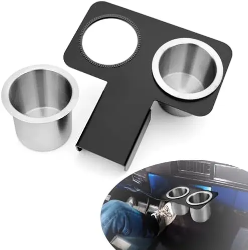 

Car Cup Holder for 73-87/91 Chevy/GMC C/K - Detachable Drink Holder, Aluminum & Stainless Steel (Black)