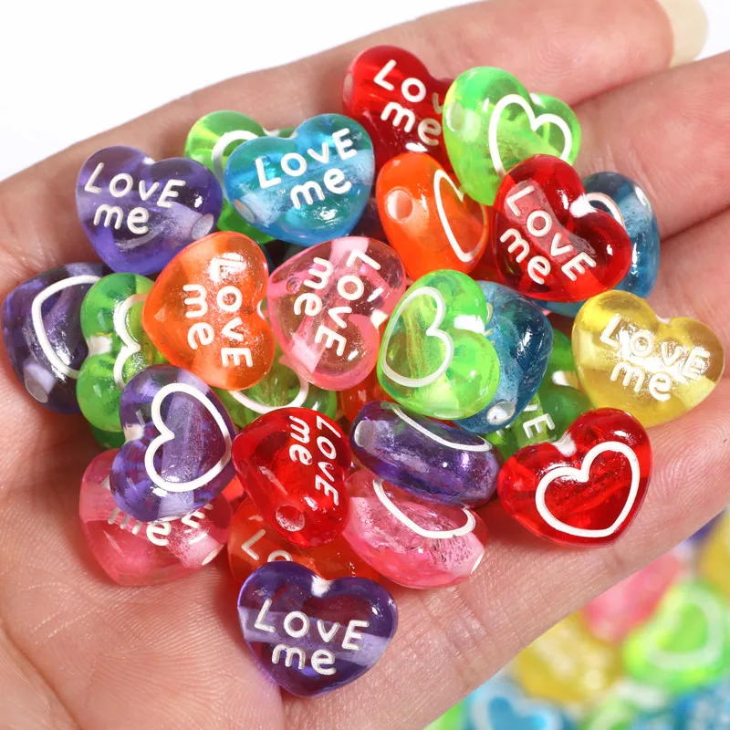 100 Stück 12x14mm farbige Acrylperlen in Herzform, lose Perlen für die Schmuckherstellung, DIY-Armband, Halskette, Handykette, Bastelarbeiten