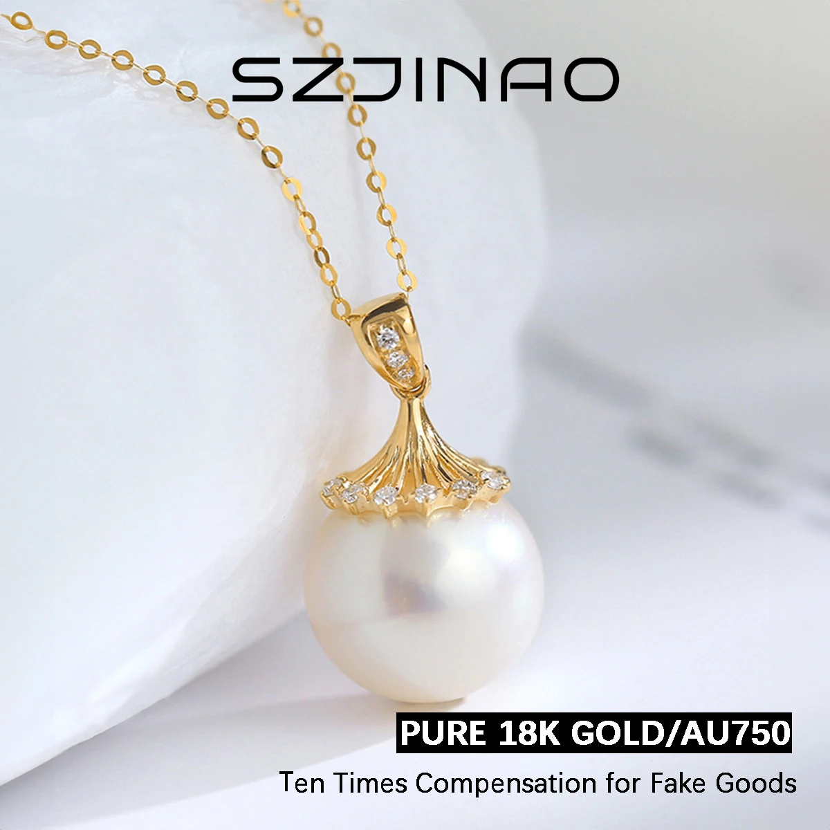 18k Gold Pendant Au750 Natural Freshwater Pearls Pendants for Woman Jewelry with Certificate