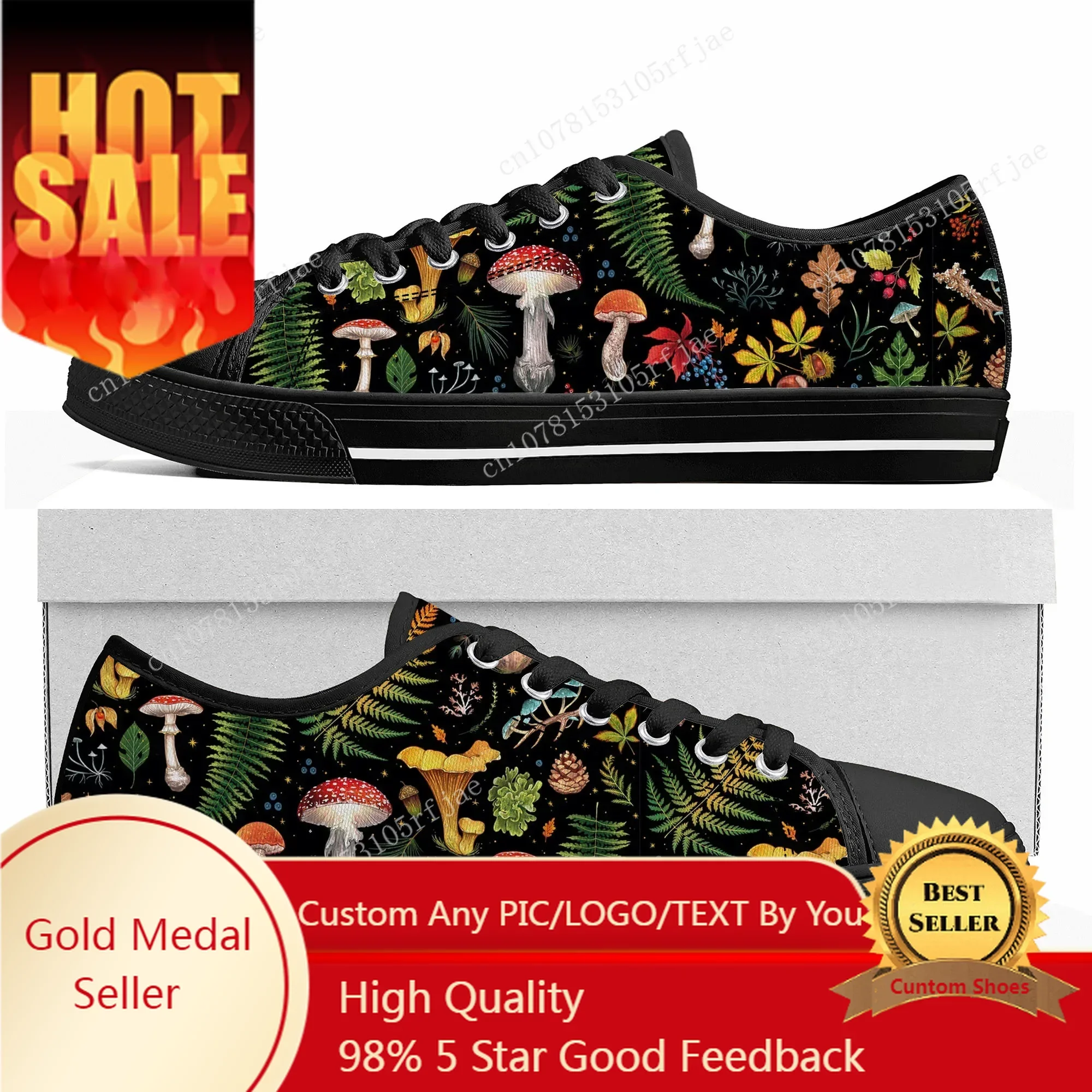 

Mushroom Vintage Made Low Top Sneakers Mens Womens Teenager Canvas Sneaker Bespoke Casual Couple Shoes Custom Shoes
