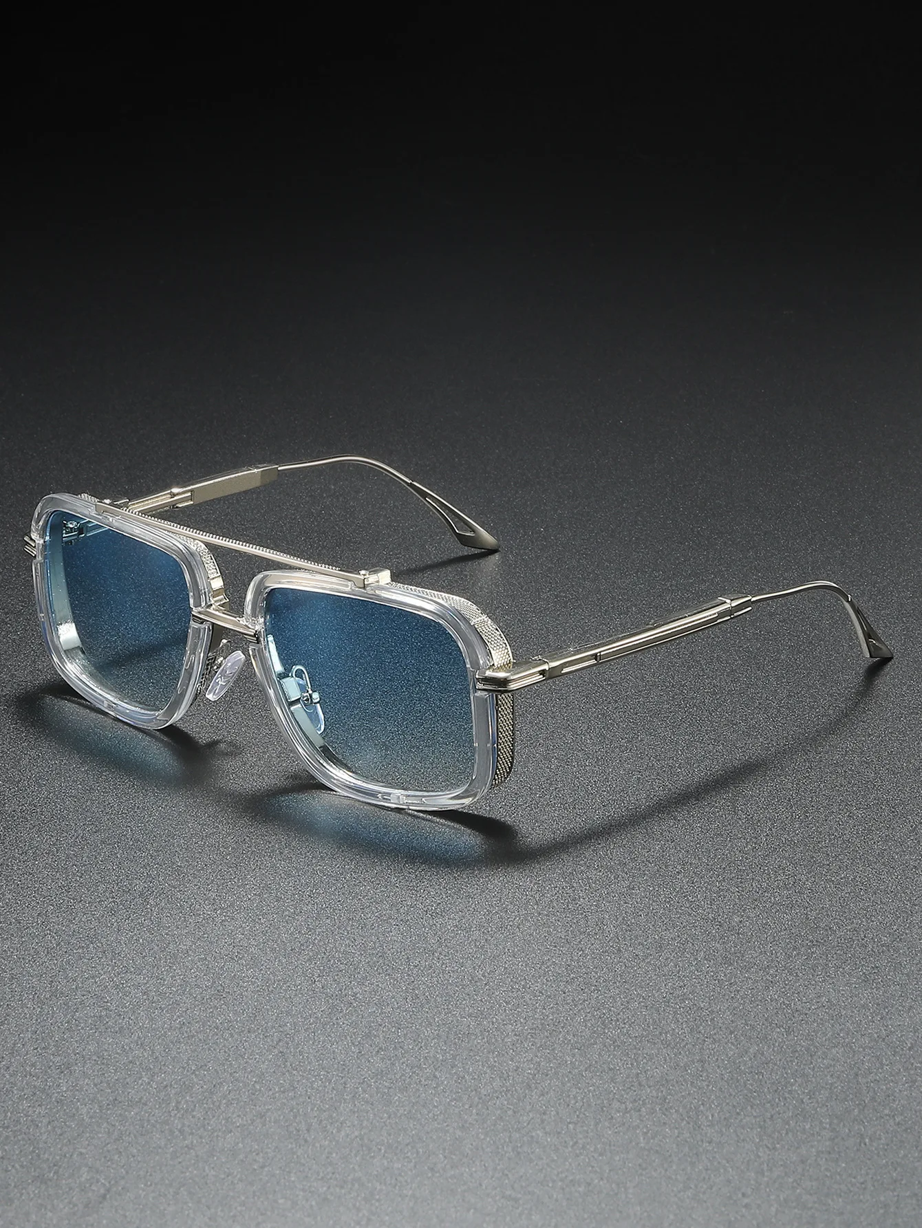 Große Quadratische Sonnenbrille Männer Steampunk Stil Metall Pilot Sonnenbrille Luxus Designer Marke Brillen Fashion Shades Doppel Strahl – Detail 3