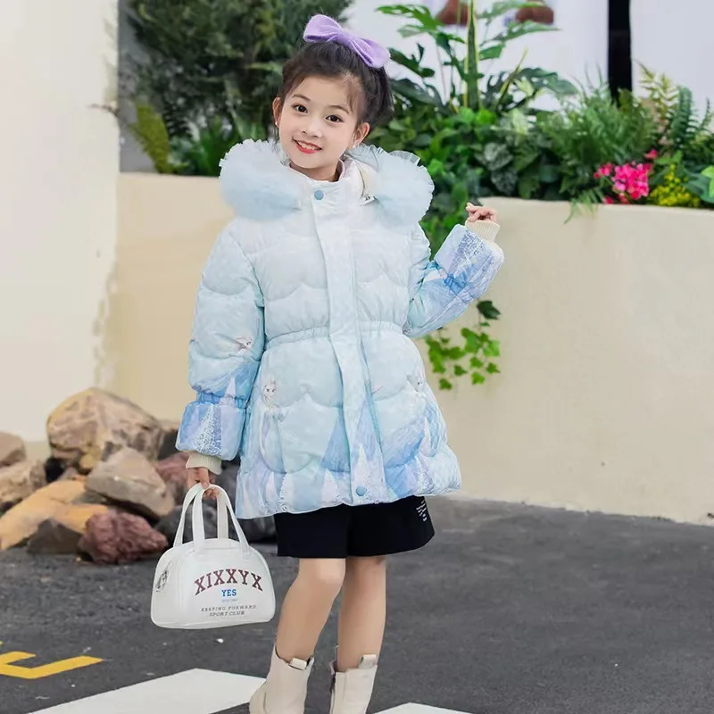 2024 Winter Girls Clothes Children Frozen Elsa down Jacket Princess Costumes Kids Padded Cotton Thicked Coats Fashion Outerwear