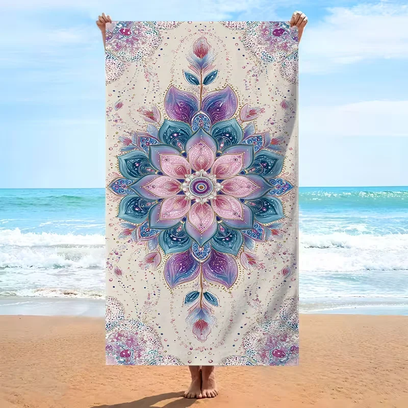Bohemian Ethnic Floral Print Beach Towe Colorful Quick Dry Soft Absorbent Sand Free Towel for Women Summer Pool Gym Travel