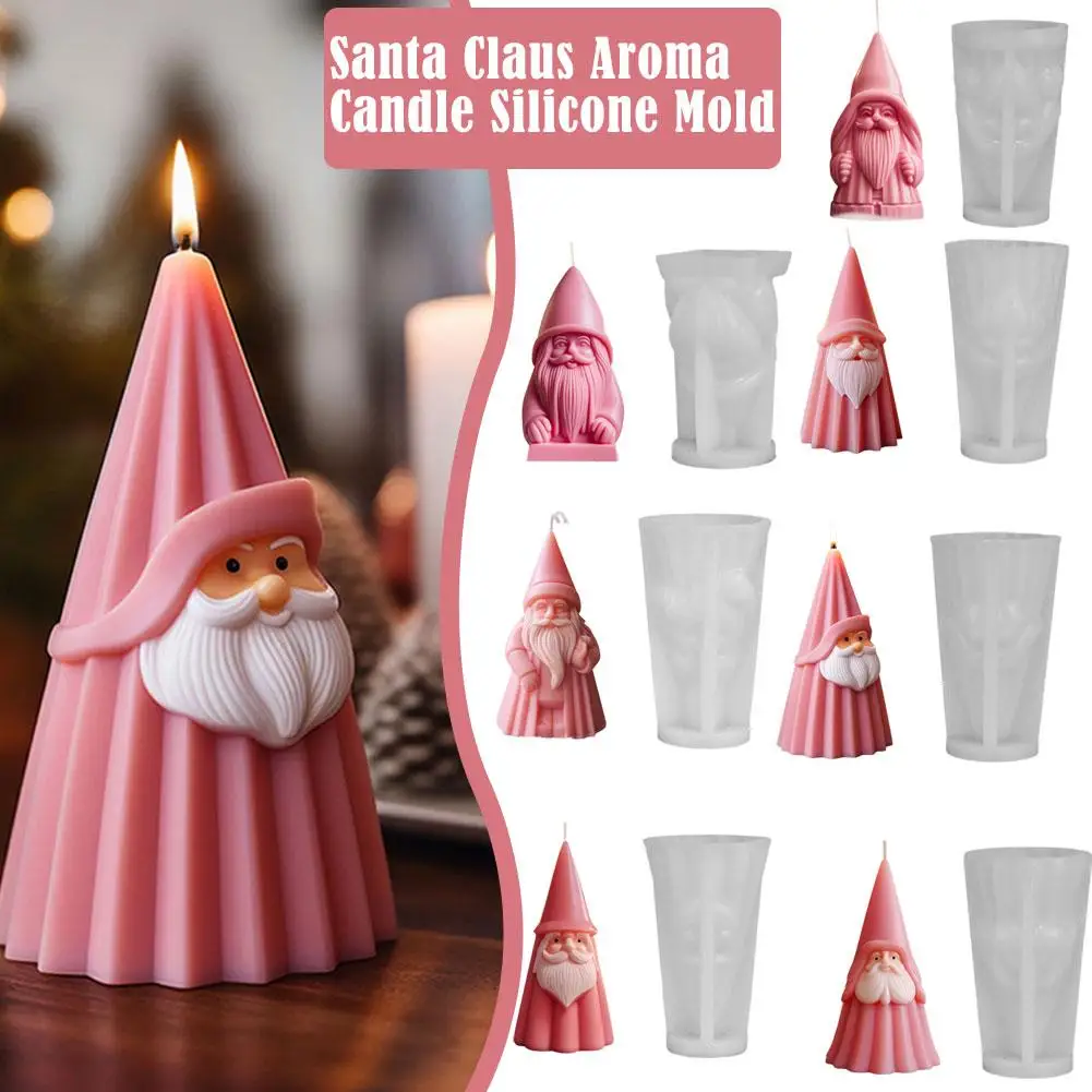 3D Santa Claus Silicone Candle Mold DIY Dwarf Gypsum Aroma Production Home Resin Crafts Tool Candle Soap Decoration Mold K1K7