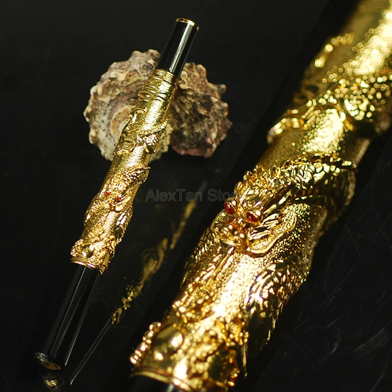 

Jinhao Высококачественная металлическая винтажная перьевая ручка, серия восточных драконов, тяжелая ручка, иридиевое тонкое перо, золотые принадлежности, подарочная ручка для письма