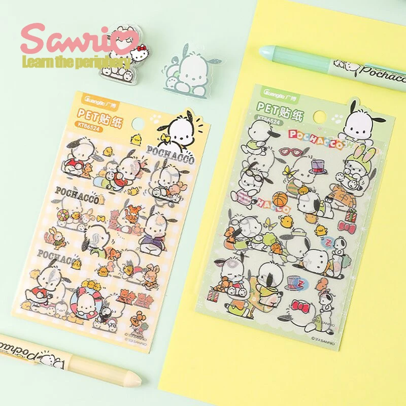 New 24pcs Sanrio Anime Pachacco Handmade Notebook Stickers Student Diy Decorative Materials Stickers Kids Stationery Wholesale