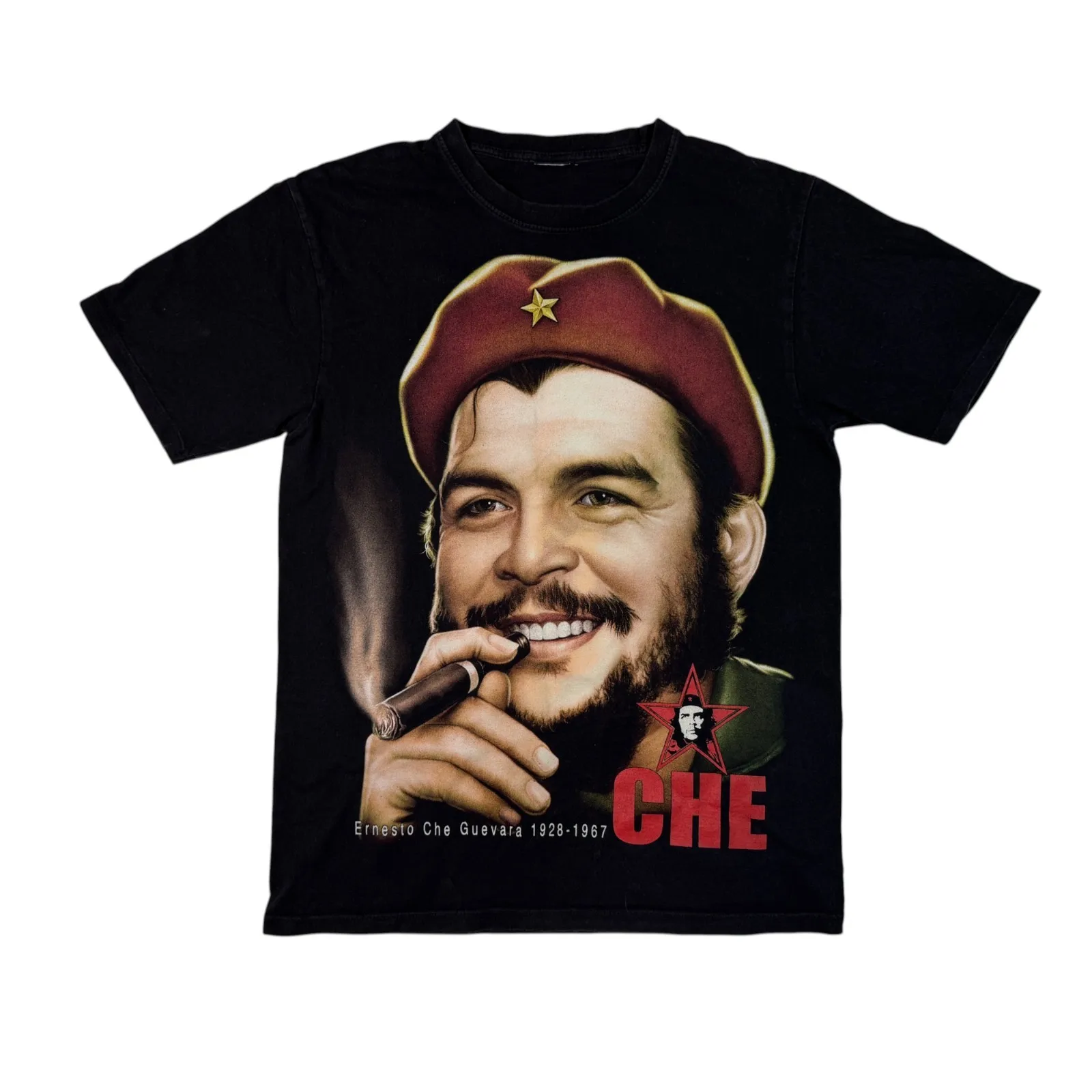 Camiseta vintage de Ernesto Che Guevara, retrato conmemorativo, camiseta negra con gráfico grande M