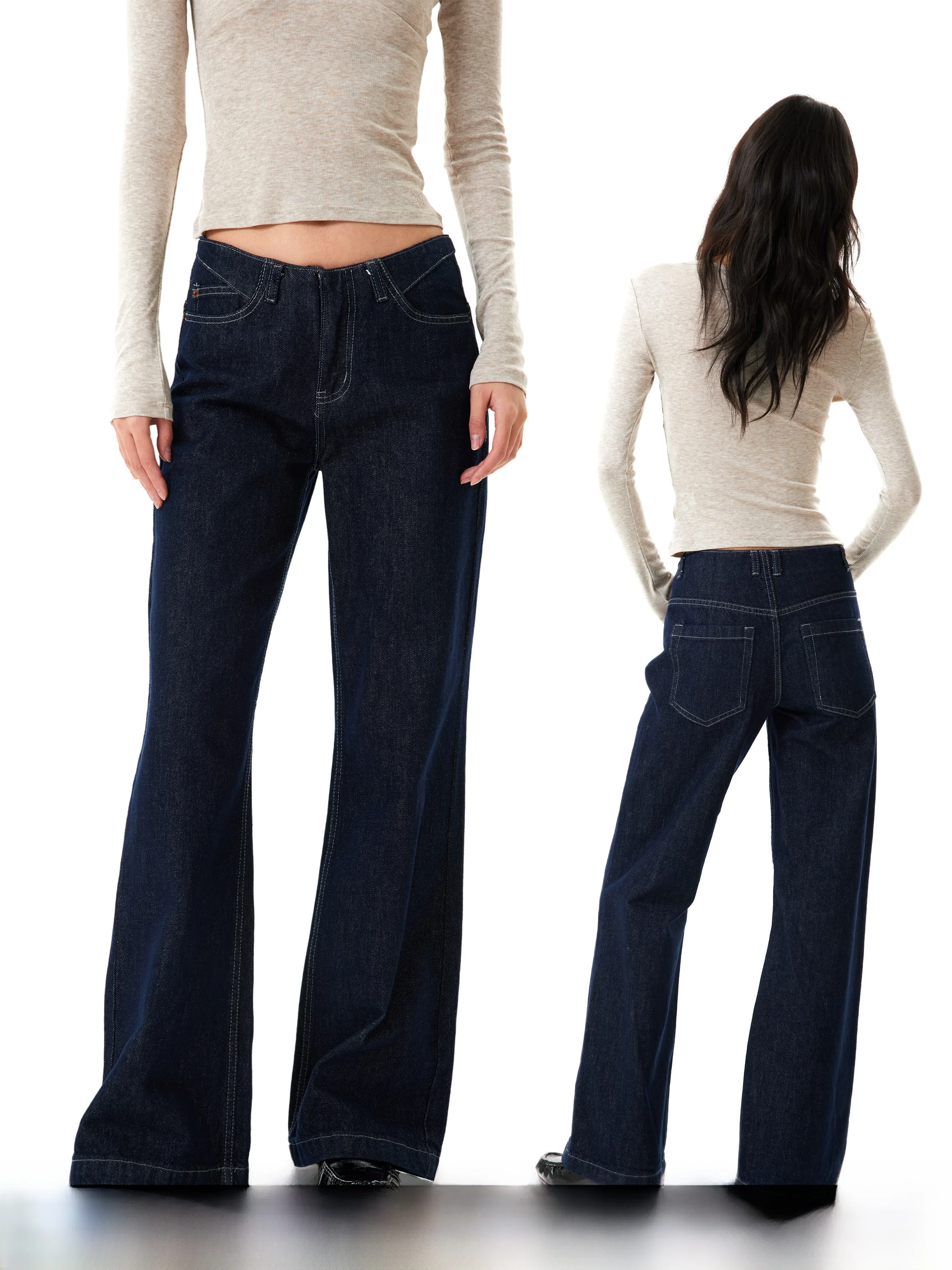 

Low Waist Slim Fit Wide Leg Denim Jeans Women's Original Blue Color American Retro Sle Spring 2026 New Faion Jeans