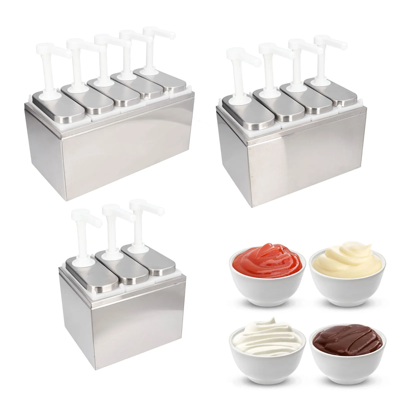 Sauce Dispenser Pump Salad Jam Seasoning Condiment Squeeze Pump Container with Base for Kitchen Restaurant Sauce Pump Container