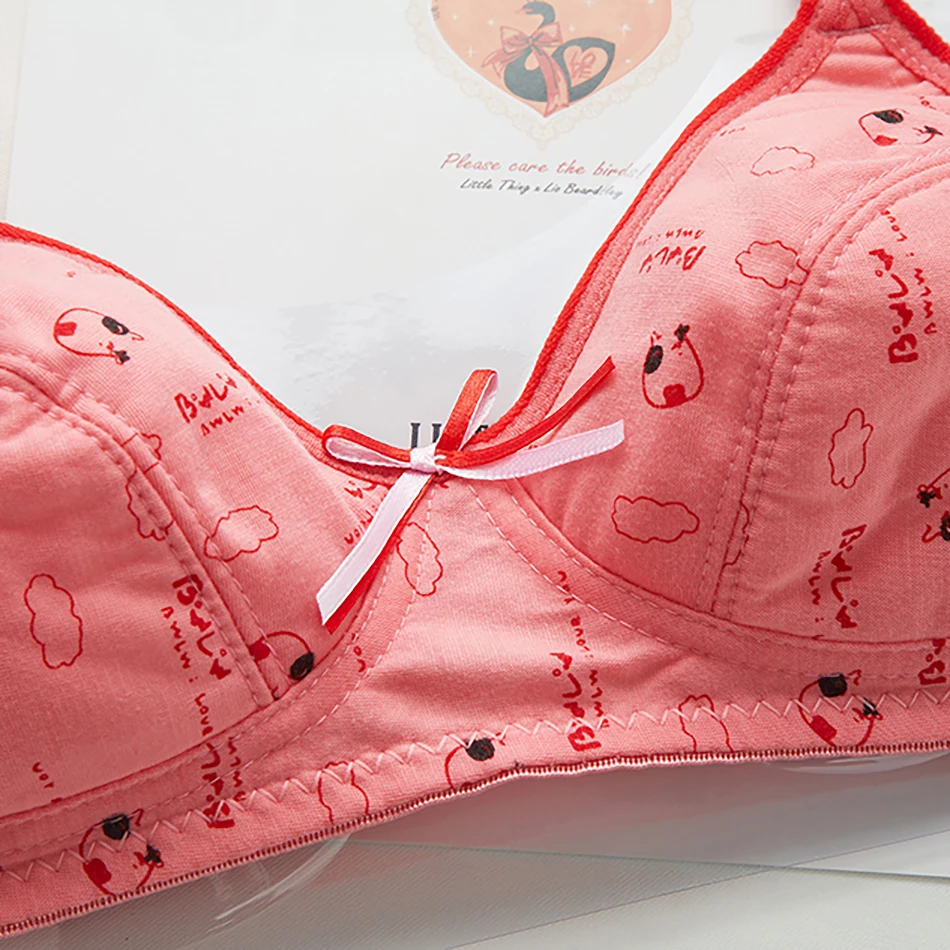 Women Casual Comfortable Gathering Printed Two-Row Button Bra Fashion Personality Solid Color Daily Wear Sports Underwear