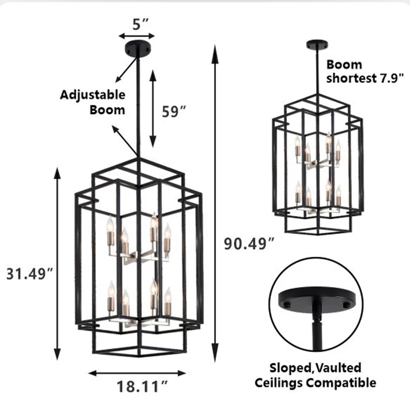 Imagem -06 - Lustres de Lanterna Americanos Clássicos Camadas de Luz Linear Industrial Farmhouse Pendant Light para Sala de Jantar Ilha de Cozinha