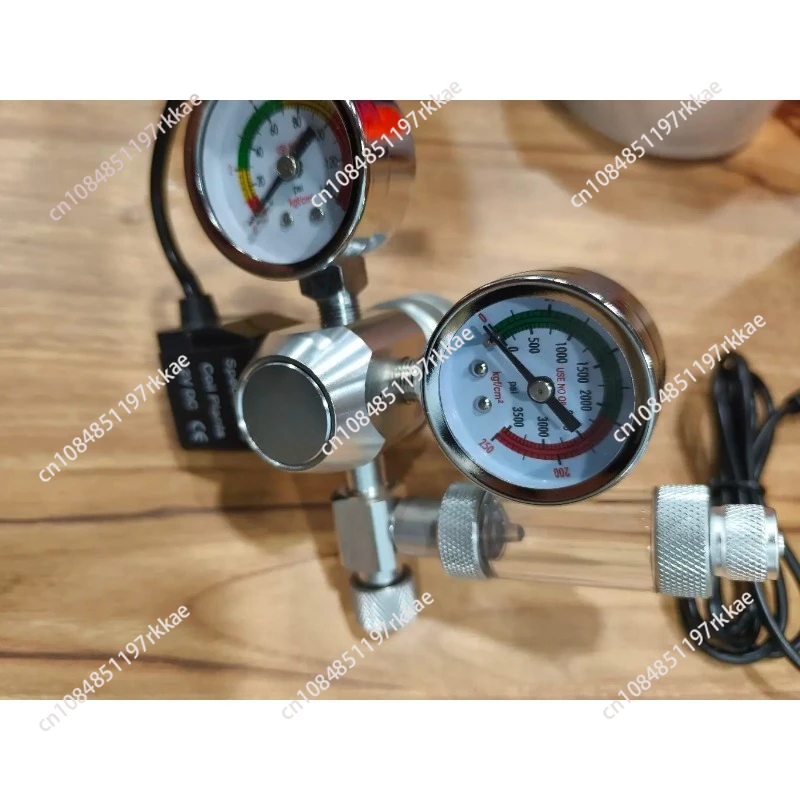 CO2 Regulator Dual Gauge Solenoid Valve for Planted Aquarium Aquarium Diffuser Cylinder Double Meter CO2 Pressure Regulator