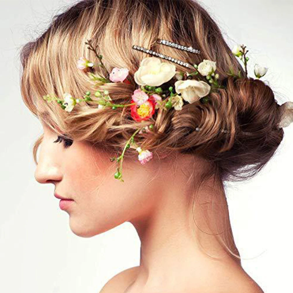 

12pcs Rhinestone Hair Clips Crystal Hairpins For Women Fashion Bang Clips Golden Single Row Bobby Travel Size Durable Stylish