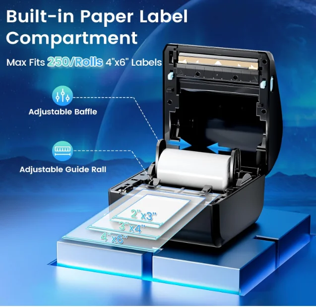 New Arrivals D450BT Small Business Blue Tooth Thermal Label Printer 4x6 Label Printer Shipping Label Printer