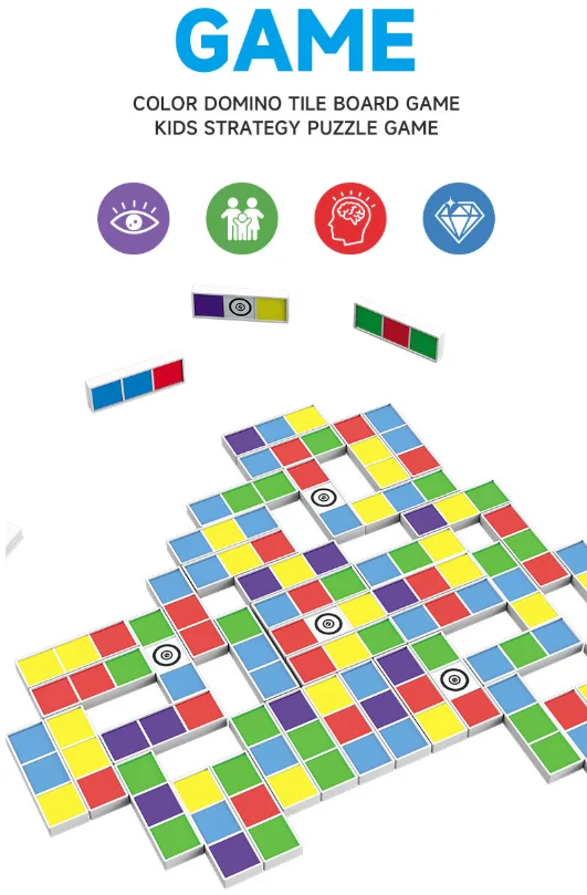 `Color Domino Tile Board Game, Kids Matching Puzzle Toy, Multi‑player Family Strategy Game for Parent‑Child Play`