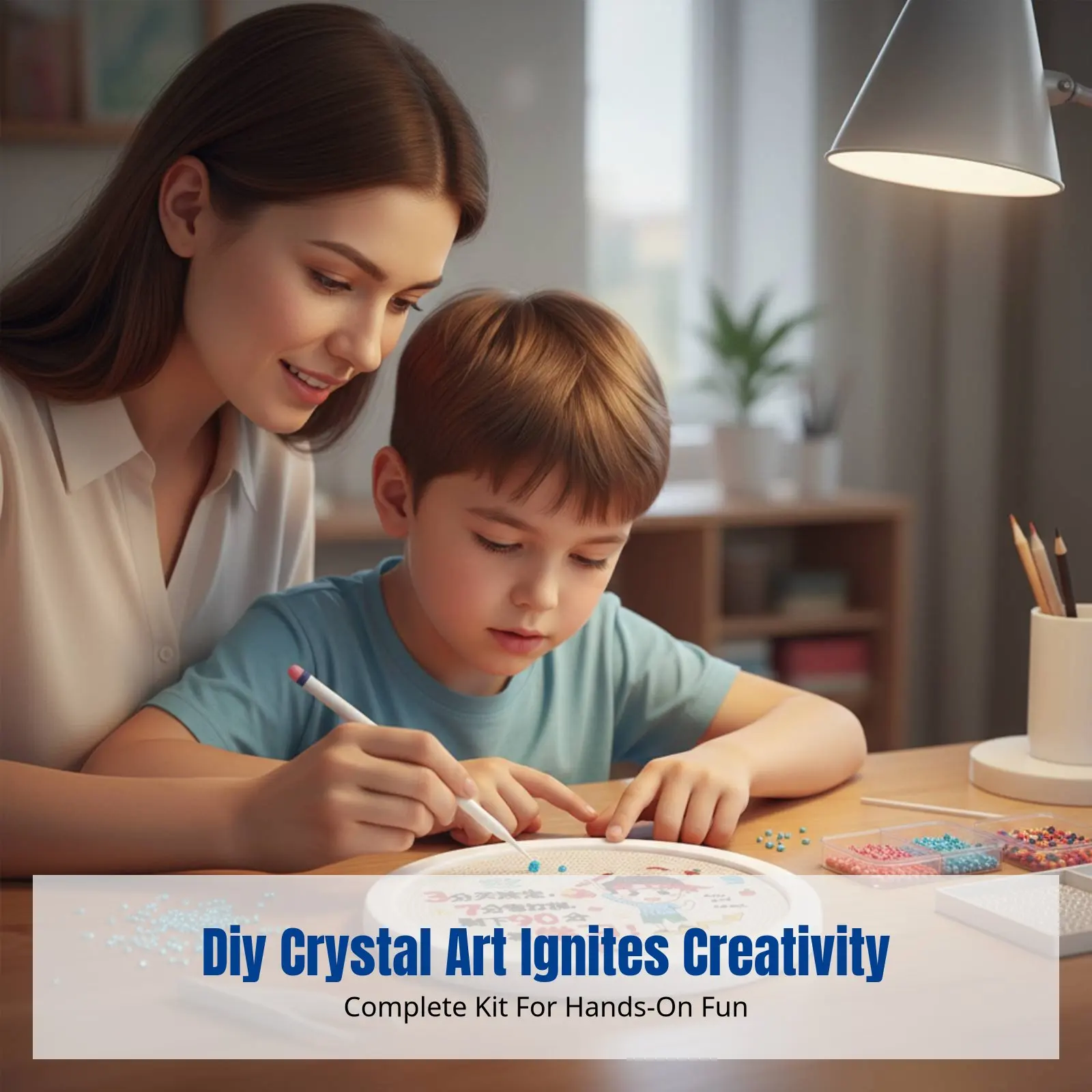 

Kids' DIY Motivational Crystal Sticker Art, Cartoon Desktop Decor, Learning Theme Craft Kit