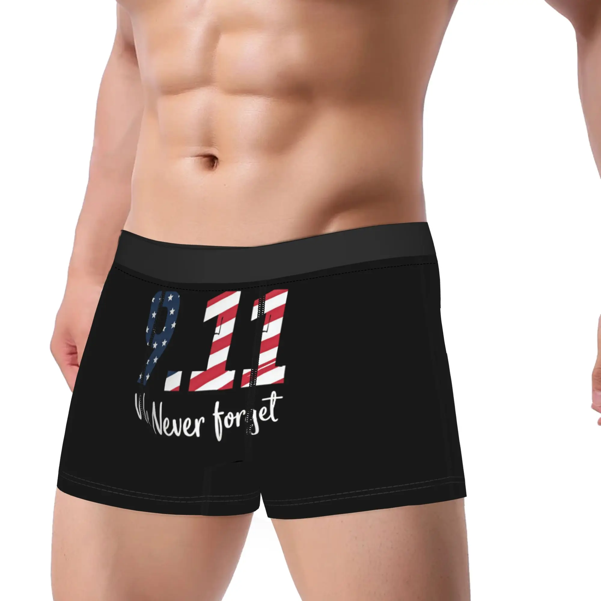 Flag Pattern Number 911 Never Forget Shorts Briefs  Underwear Hot Sale Man Elastic Boxer Shorts Printed Oversize Panties