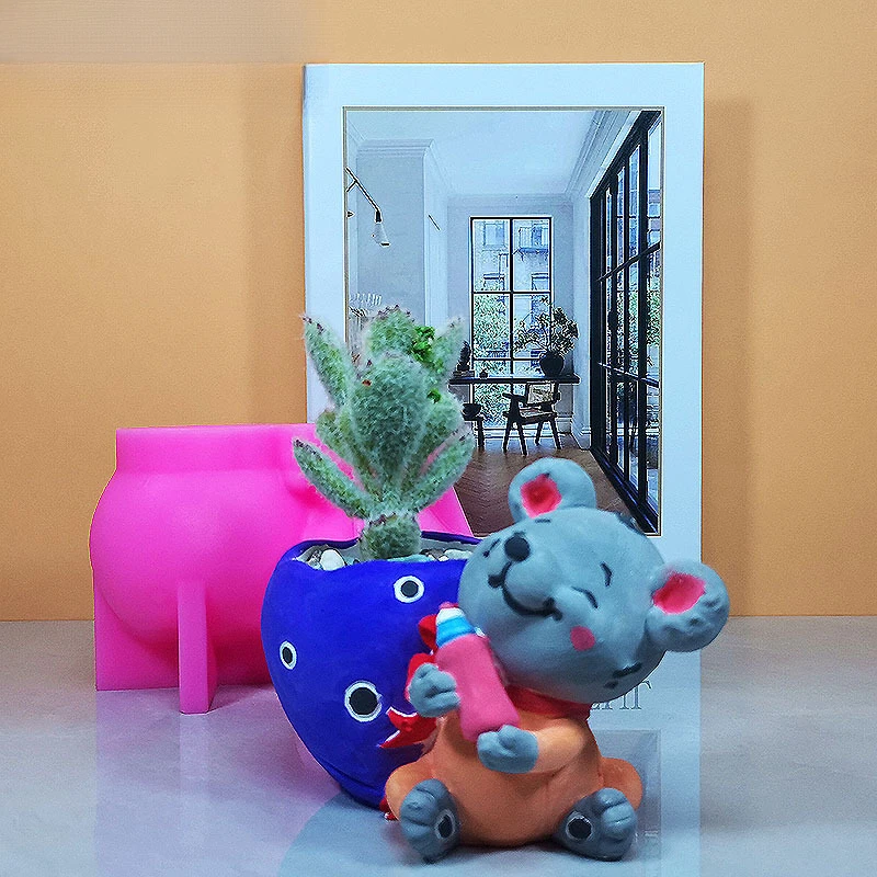 قالب سيليكون لزراعة فأر الأطفال للأواني النضرة، ديكور جص ثلاثي الأبعاد، حرف يدوية الصنع