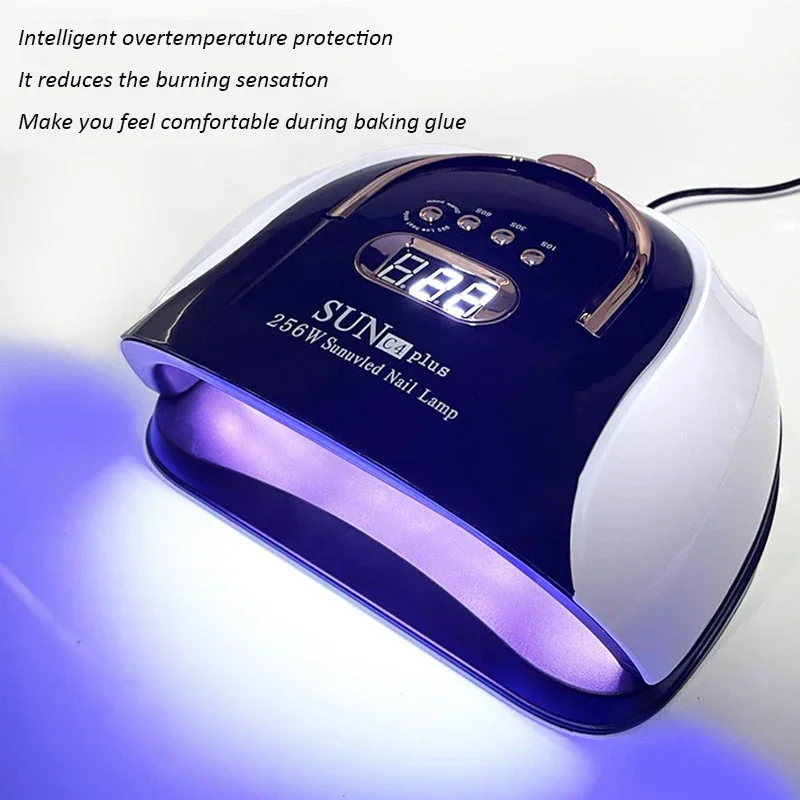 1Pc SUNC4PLUS 256W Sunuvled LED Nail Lamp For Fast Drying Gel Nail Polish Dryer With 57LEDS