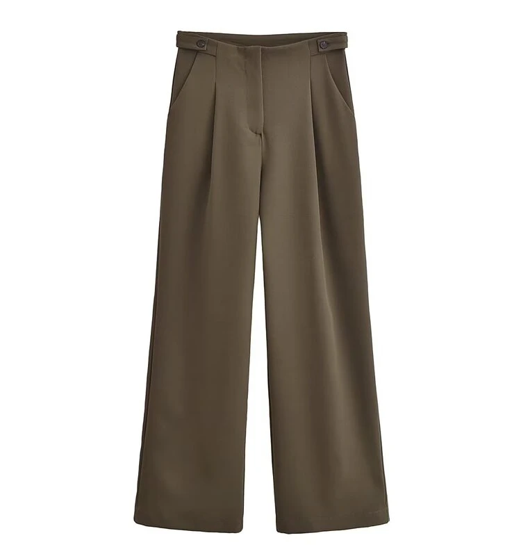 بنطلون نسائي واسع الساق بخصر مرتفع، إكسسوارات أزياء نسائية، حزام جانبي متعدد الاستخدامات، إصدار جديد للخريف، بنطلون كاجوال 6... #1