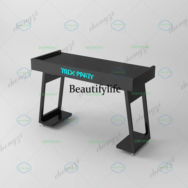 Bar mobile dj station simple ktv private room luminous disc table electronic sound mixing rack customization
