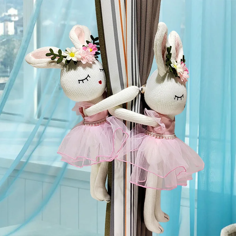 Cute Cartoon Curtain Buckle Creative Rabbit Doll Window Tie Back Holder for Kids Room Curtain Decorative Strap Animal Clasp Clip