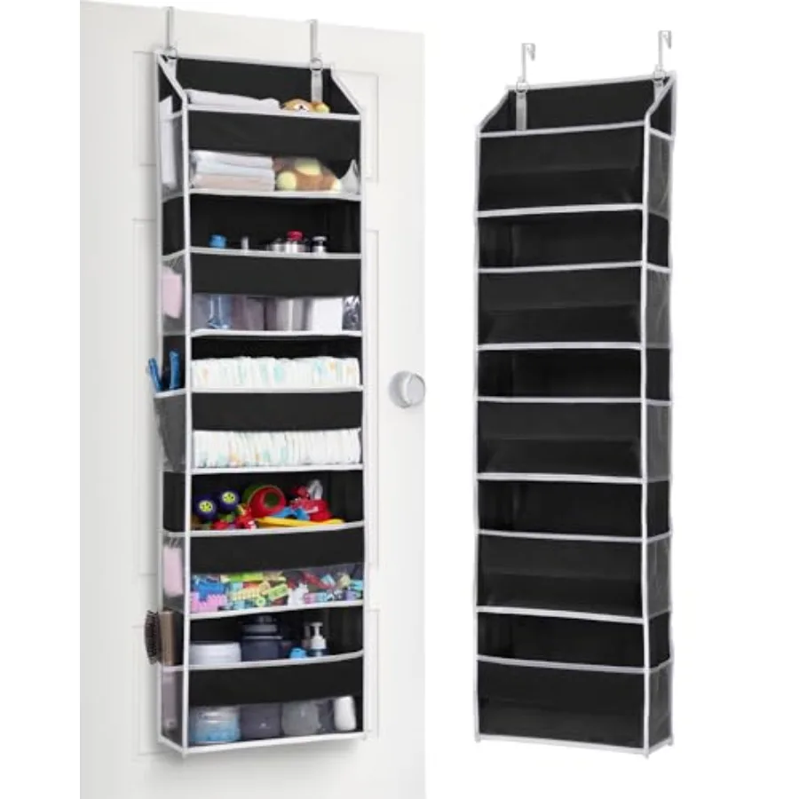 

1 Pack Over The Door Organizer 5 Shelf Door Organizer Hanging and 10 Side Pockets Reinforced 44LB Capacity Hanging Organizer Be