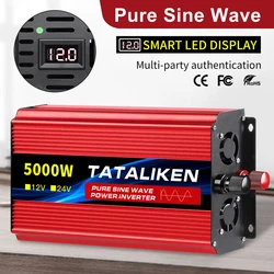 Pure Sine Wave Inverter DC 12V/24V To AC 110V/220V 1600W 2500W 3500W 4500W 5000W 6000W Portable Power Converter Universal Socket
