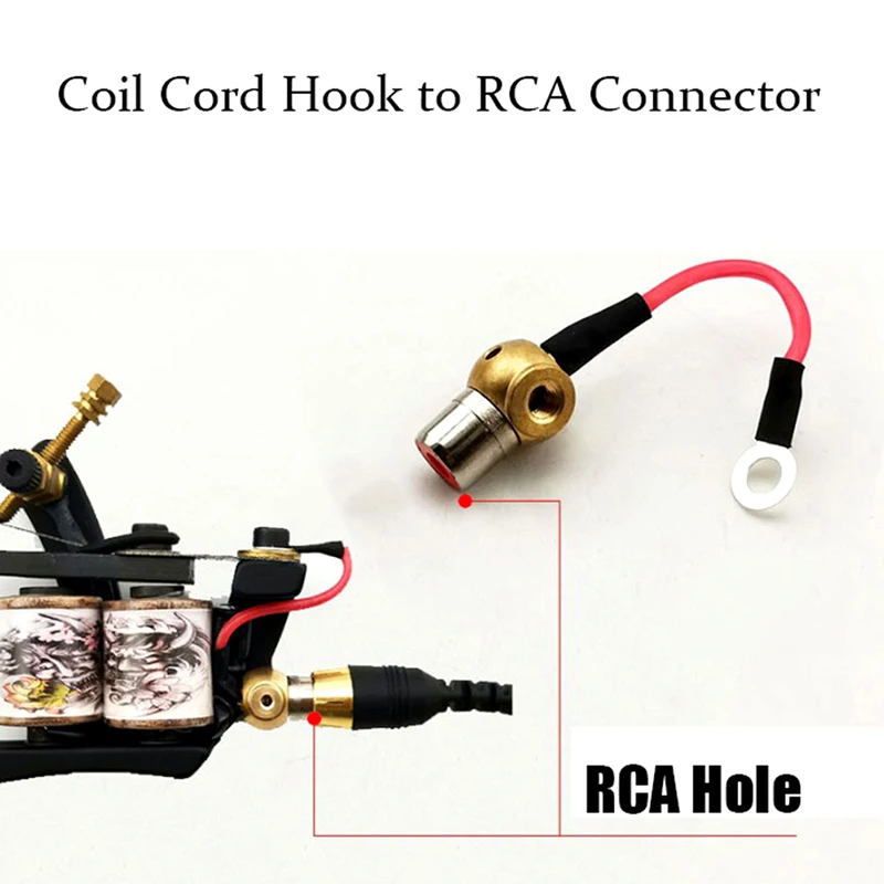 Red RCA Connector Tattoo Coil Cord Hook Male to Female Jack for Coil Tattoo machineSingle Piece Other Parts And Supplies