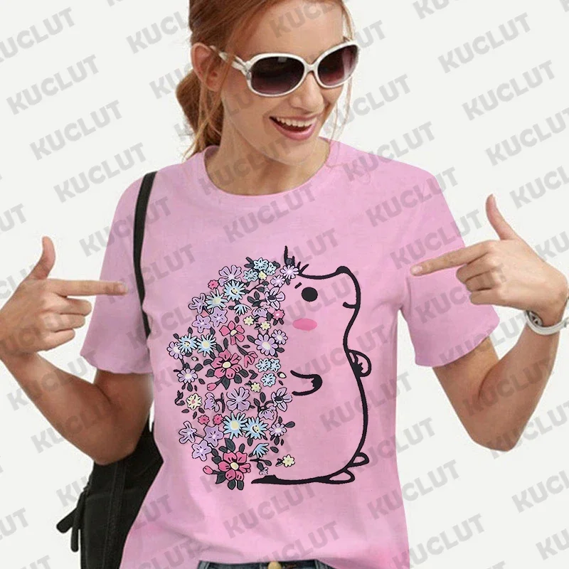 T-shirt da donna T-shirt da donna Cartoon femminile T-shirt con grafica floreale riccio T-shirt casual streetwear Abbigliamento T-shirt Abbigliamento donna Top