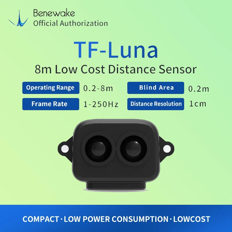 

TF Luna LiDAR 8 м, недорогой датчик расстояния, модульный, расстояние измерения 0,2-8 м, небольшой объем, высокая чувствительность