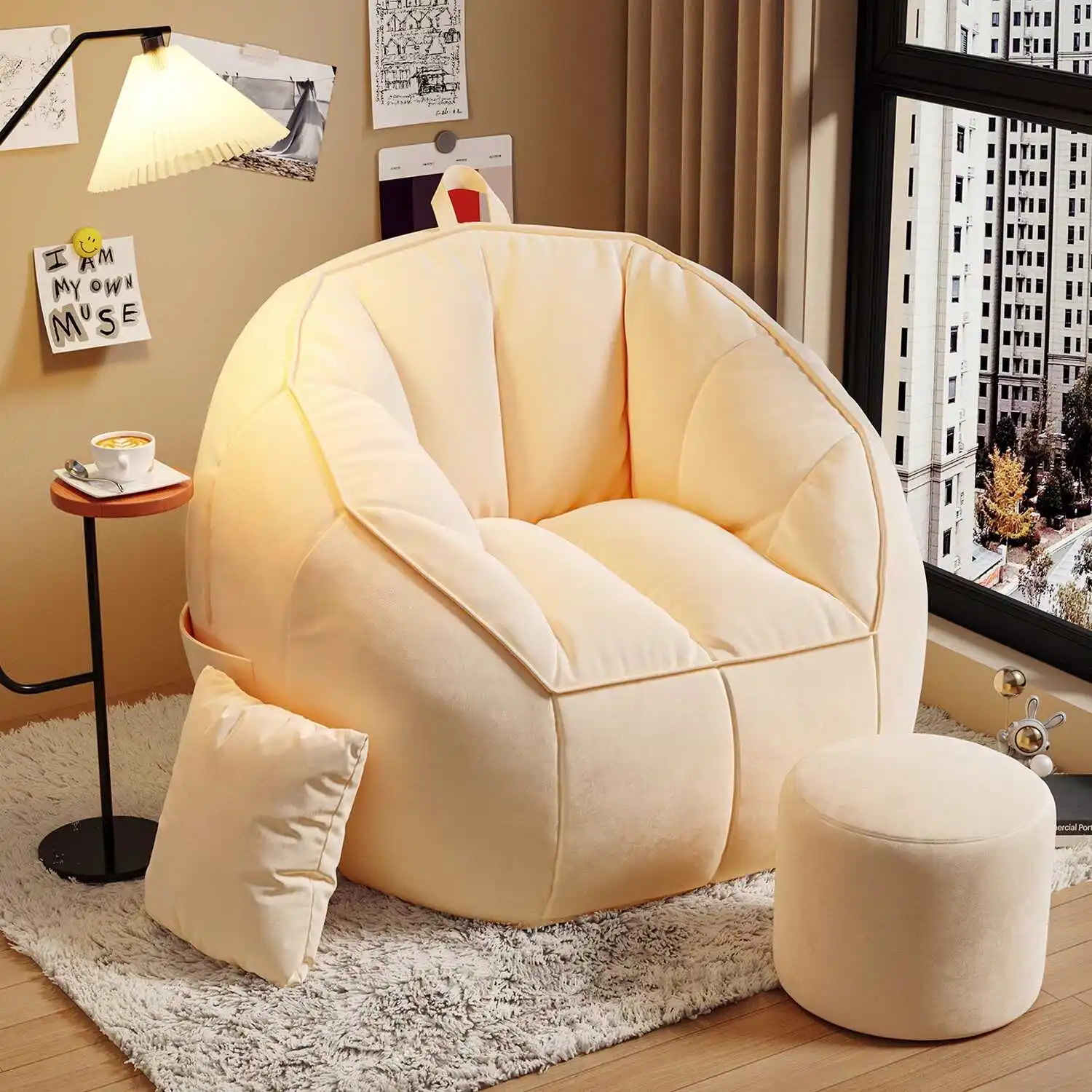 

yyhcLazy sofa reclining and sleeping single bean bag small apartment children's small sofa bedroom tatami recliner