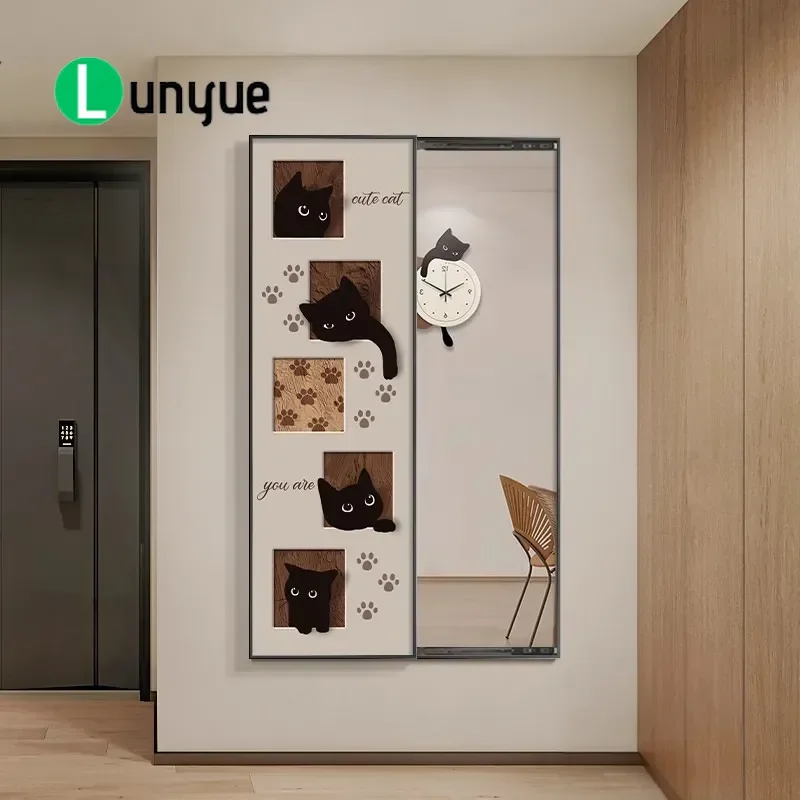 Wabi Sabi Full Length Mirror Hidden Wall Art Sliding Decorative Painting for Bedroom Entrance Invisible Push Pull Hanging