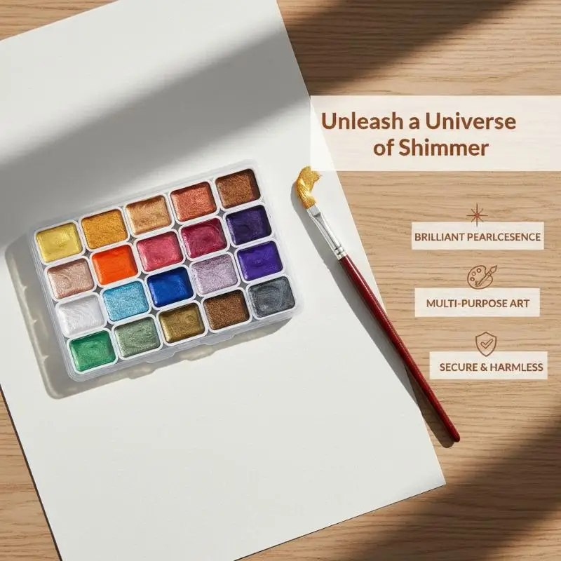 @*Pearlescent Metallic Solid Watercolor Paint Set 20 Glitter Colors for Gift Giving Art Enthusiast Daily Painting Use