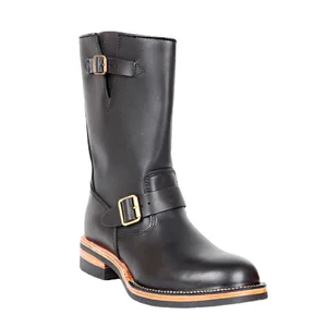 Botas masculinas de moto, botas de engenharia de cano alto, couro de vaca longo, botas de cavaleiro costuradas à mão, designer europeu e americano 8 principais vendas bota masculina engenheiro - №7