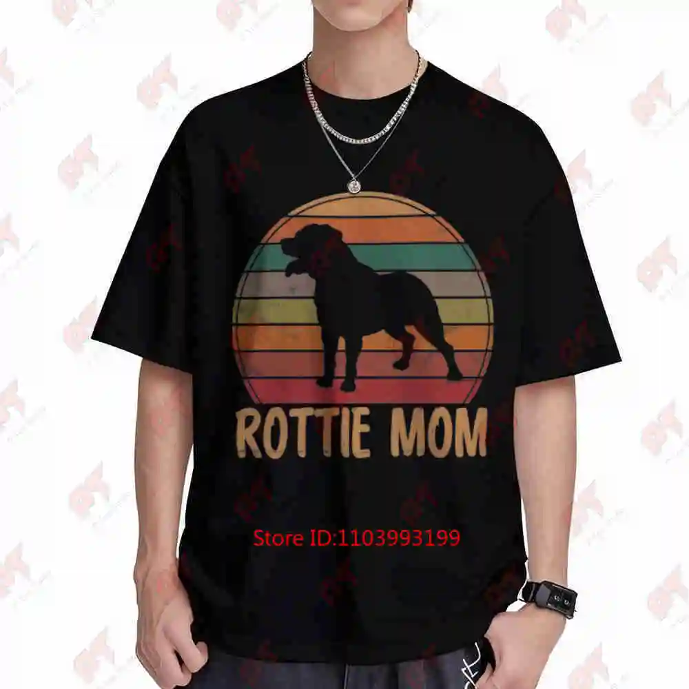 Retro Rottweiler Mom Rottie Mama Dog Lover Short Sleeve Tee 100% Cotton T-Shirt