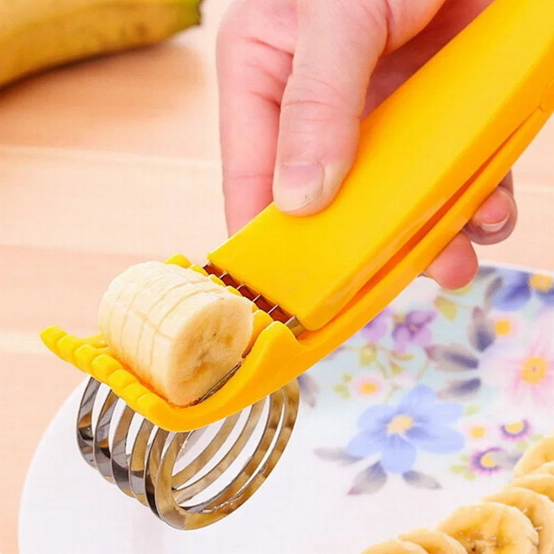 2Pcs/Pack Stainless Steel Slicer Banana Cucumber Carrot Ham Sausage Cutter Fruit Slicer Household Kitchen Supplies ﻿