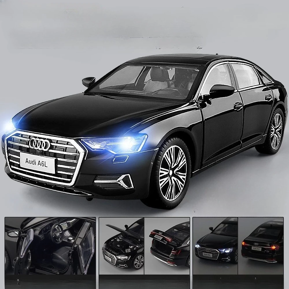 1:24 أودي A6 سبيكة سيارة المسبكات ونماذج سيارات لعبة، الصوت والضوء ألعاب السيارات التراجع، هدايا الأطفال، الحلي الزخرفية