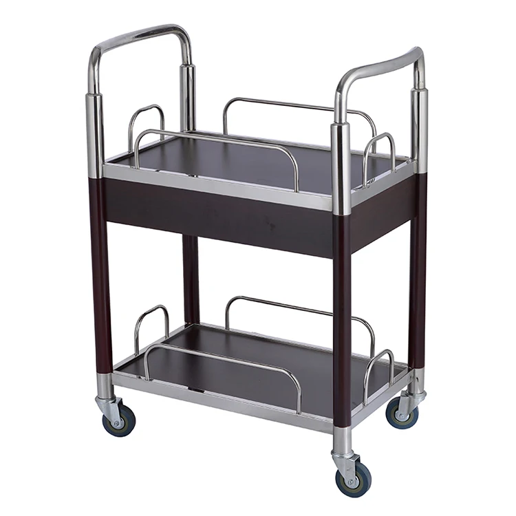 Hotel Furniture Modern Hotel Furniture Modern Trolley Food Cart 2 Serving Trays Rolling Cart Drinks Golden Trolley