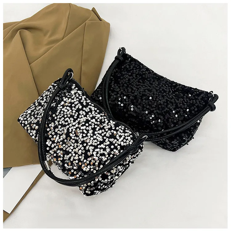 Homefish Koreanische Pailletten-Mini-Umhängetasche für Damen, glitzernde Einzelschulter-Handtasche, vielseitig einsetzbar für den Alltag, Party, Dating, kleine Geldbörse, Geschenk – Detail 2