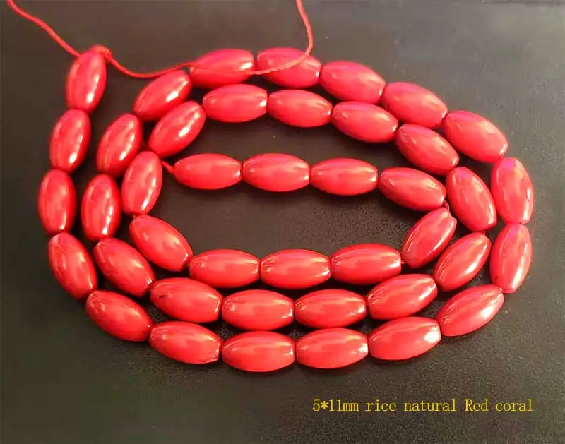 

Qingmos 5*11mm Rice (Drum) Natural Red Coral Loose Beads for Jewelry Making DIY Necklace Bracelet Earring DIY Strands 15" los851
