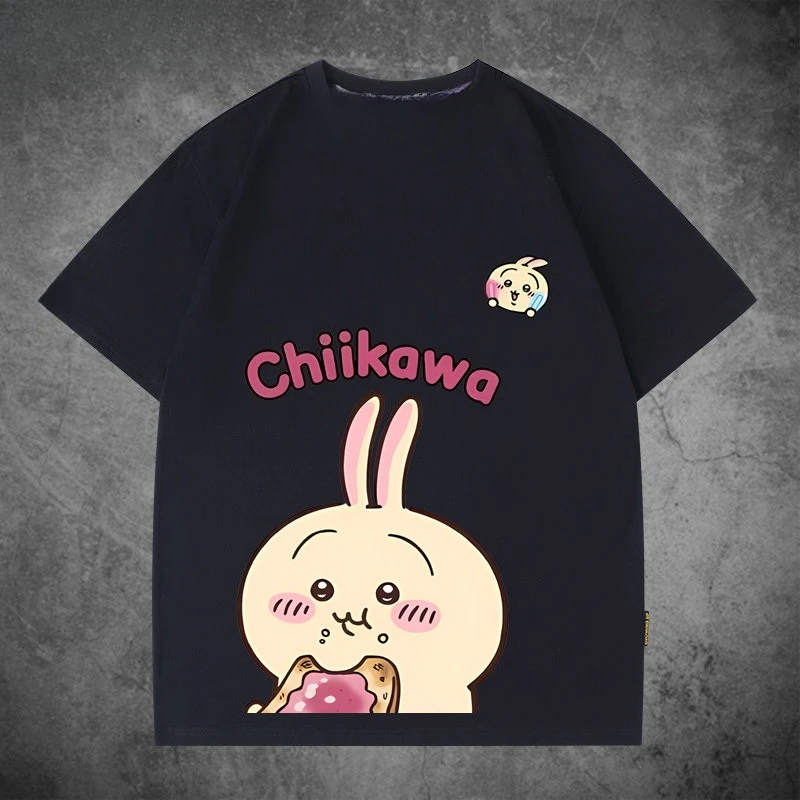 Chiikawa Japanischer Niedlicher Stil Hachiware Usagi Grafik T-Shirt Unisex Trendy Lässig Locker Sommer Kurzarm Streetwear Alltags-Oberteil – Detail 11