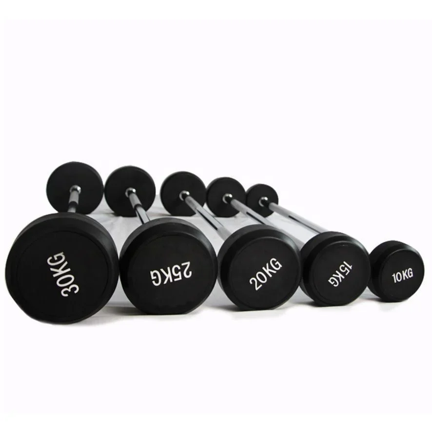 Barbell Straight Bar Barbell Home Commercial Two-end Fixed Curved Bar Barbell Hard-drawn Round-headed Plastic Barbell Piece Set