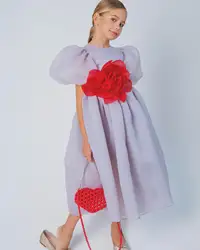 Lavanda una línea de vestidos de flores para niña, vestidos de gasa hasta el té, vestidos de cumpleaños para niñas pequeñas, vestidos de boda para invitados de sesión de fotos