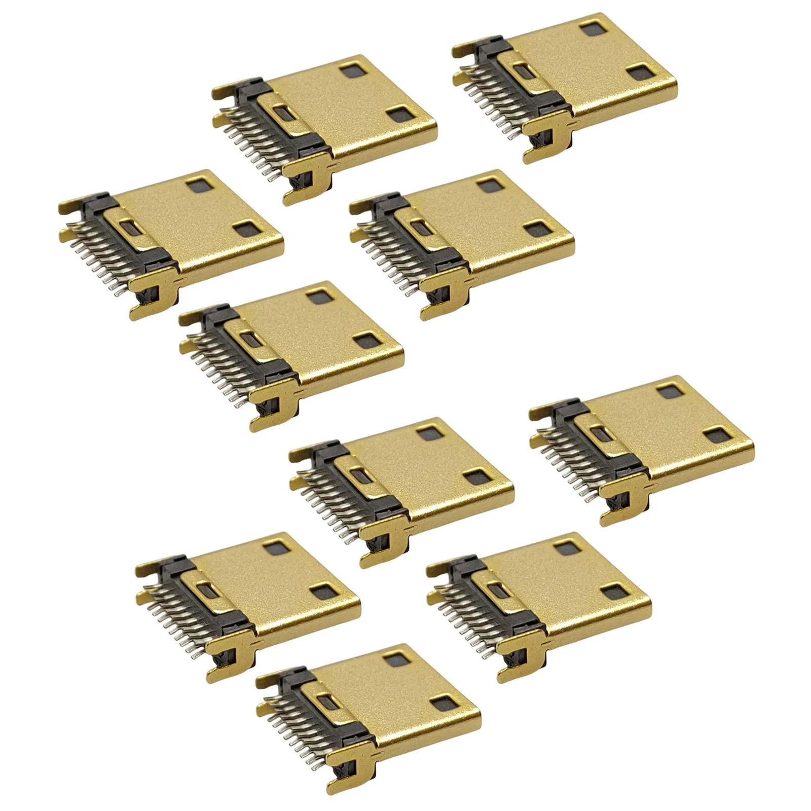 موصل ذكر صغير متوافق مع HDMI ، مقعد 19P رأس المشبك نوع مع تباعد ، ملحومة مطلية بالذهب ، عمودي ، مقبس قابس مستقيم ، 10 والي